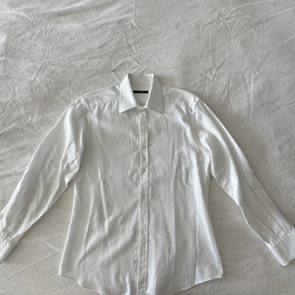 Beautiful white with harringbone pattern cotton shirt by Gucci